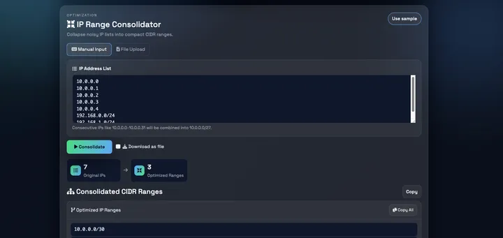 New design for my IP calculator website